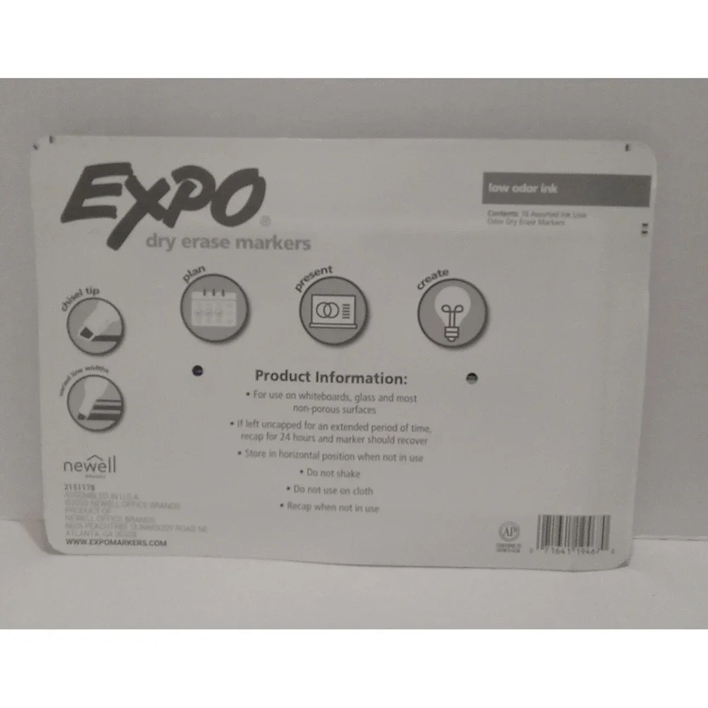 EXPO - 16 Count  Low Odor Dry Erase Markers Chisel Tip / Assorted Colors New